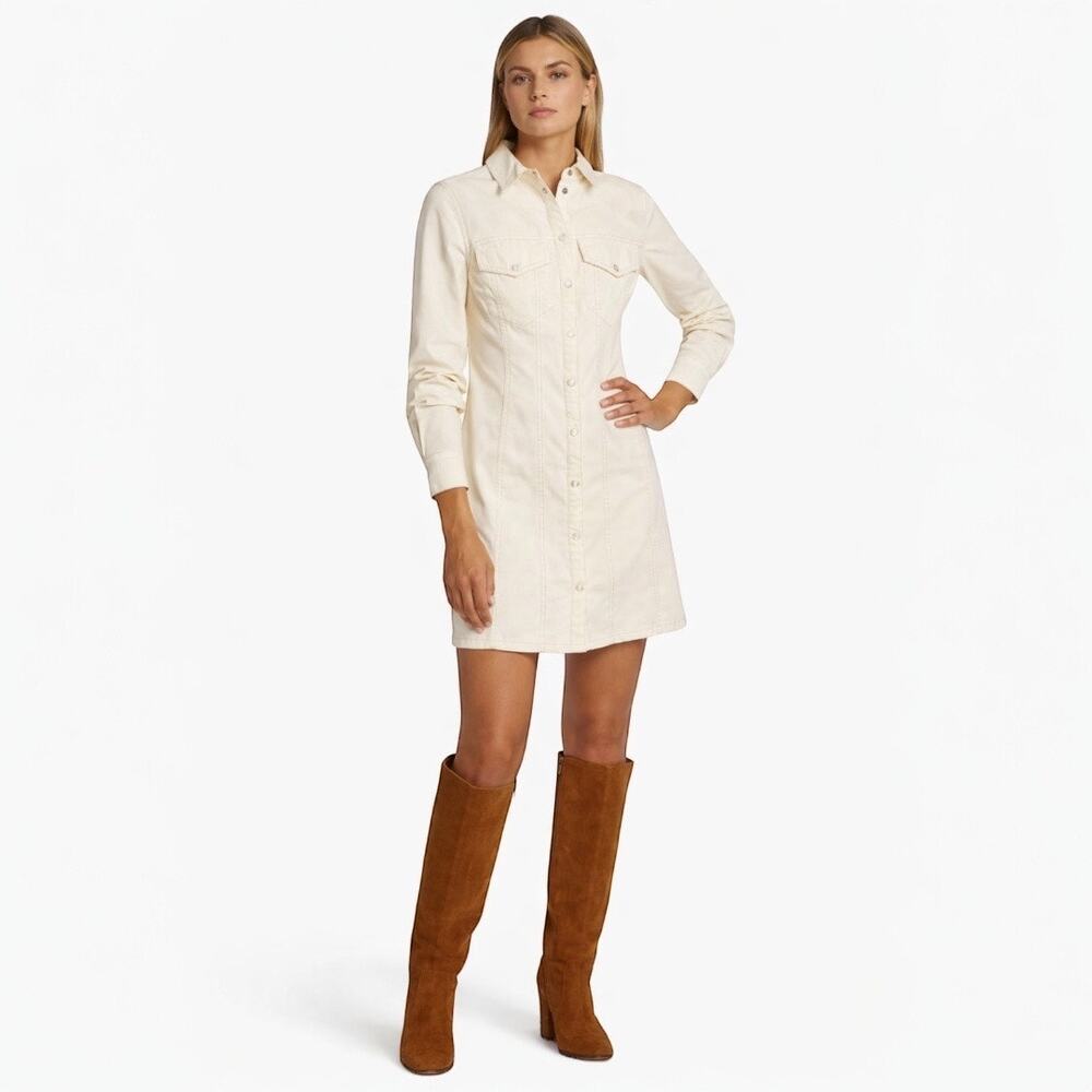 NWT VERONICA BEARD Tami Ecru Cotton Mini Dress Size 12 
Retail $398